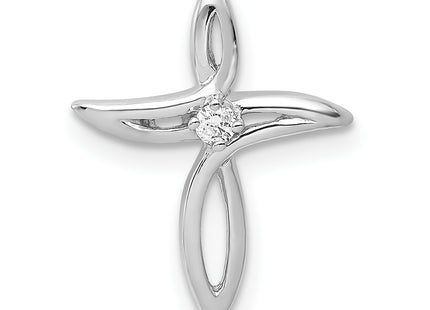 14k White Gold AA Diamond Cross Pendant, 16.5 x 12.5mm