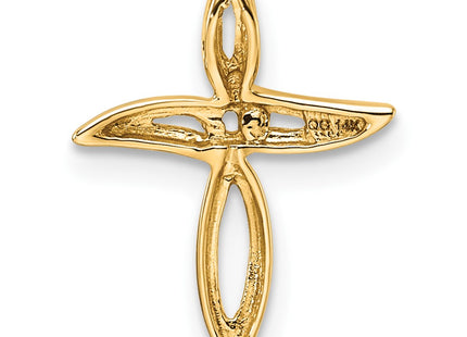 14K gold diamond cross pendant, another view