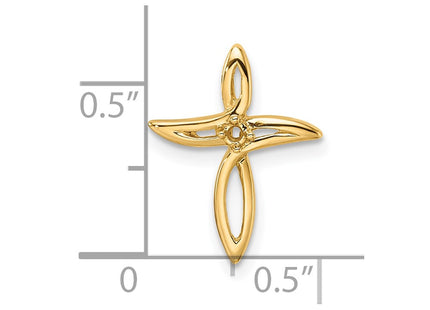 14K gold diamond cross pendant, further view