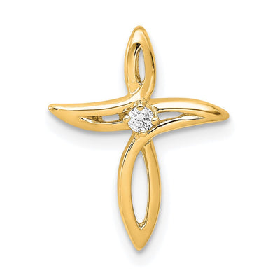 14K gold diamond cross pendant