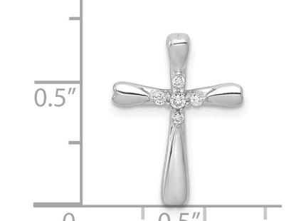 14K white gold diamond cross chain, further view