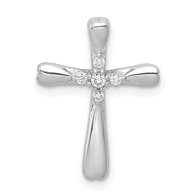 14K white gold diamond cross chain