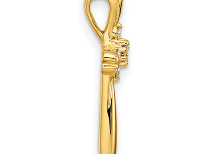 14K gold diamond cross pendant, alternate view