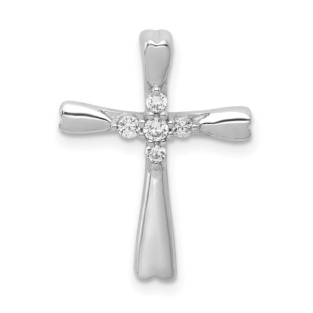 14K white gold diamond cross chain