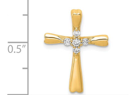14K gold diamond cross pendant, another view