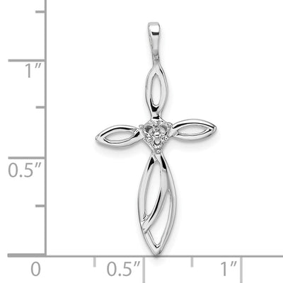14K White Gold Cross Pendant Mounting, 30.5 x 15.5mm