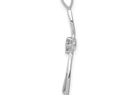 14K white gold diamond cross pendant, alternate view