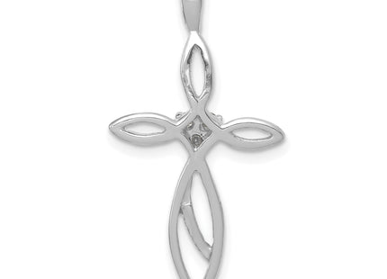 14k White Gold AA Diamond Cross Pendant, 30.5 x 15.5mm