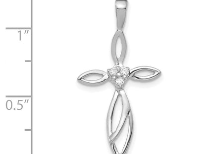14K white gold diamond cross pendant, another view