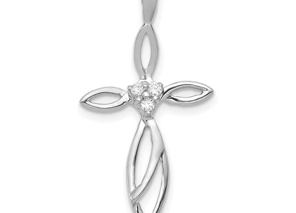 14K white gold diamond cross pendant