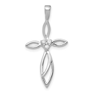 14K white gold diamond cross pendant