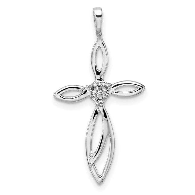 14k White Gold Cross Pendant Mounting, 30.5 x 15.5mm