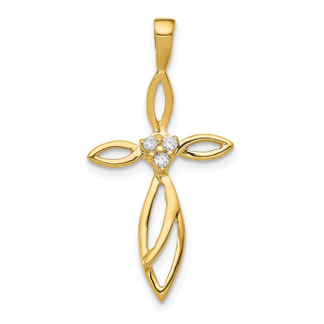 14k AA Diamond Cross Pendant, 30.5 x 15.5mm