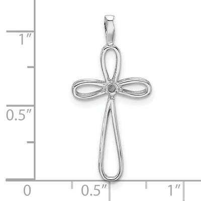 14K White Gold Cross Pendant Mounting, 30.5 x 15mm