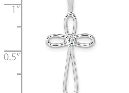 14K white gold diamond cross pendant, alternate view