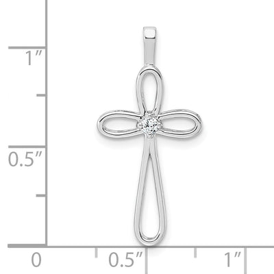 14K White Gold AA Diamond Cross Pendant, 30.5 x 15mm