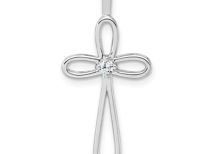 14K white gold diamond cross pendant
