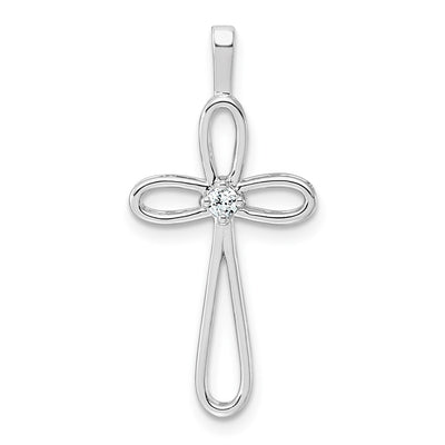 14K white gold diamond cross pendant