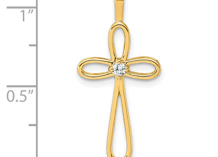 14k AA Diamond Cross Pendant, 30.5 x 15mm