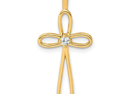 14k AA Diamond Cross Pendant, 30.5 x 15mm