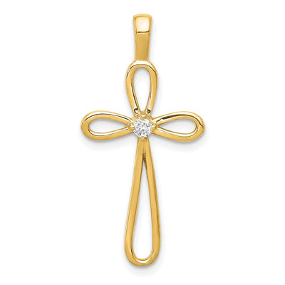 14K gold diamond cross pendant