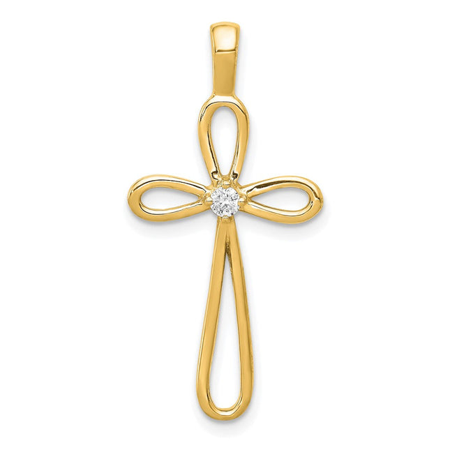 14K gold diamond cross pendant