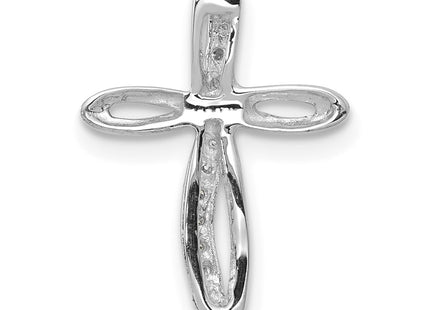 14K white gold diamond cross pendant, further view