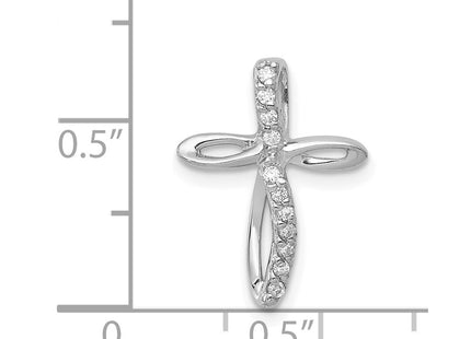14K white gold diamond cross pendant, another view