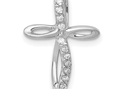 14K white gold diamond cross pendant