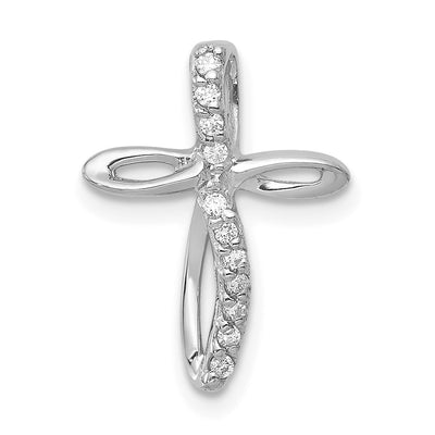 14K white gold diamond cross pendant