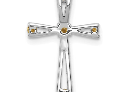 14K white gold diamond cross pendant, further view