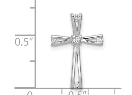 14K white gold diamond cross pendant, another view