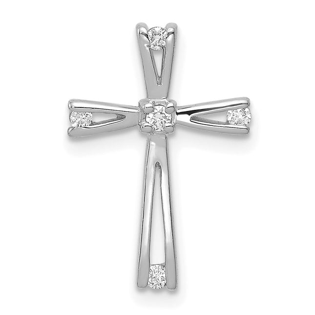 14k White Gold AA Diamond Cross Pendant, 18 x 12mm