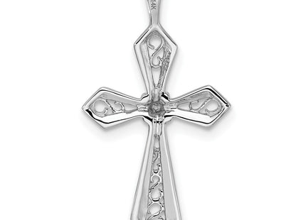 14K white gold cross pendant, another view