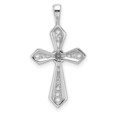 14K White Gold Cross Pendant Mounting, 28 x 14mm