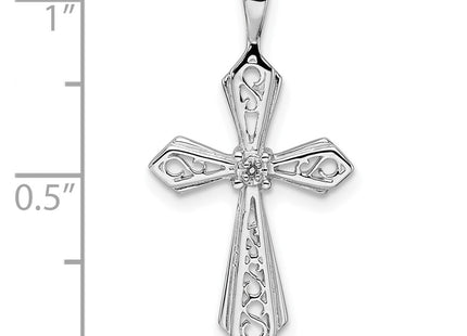14K white gold cross pendant, further view