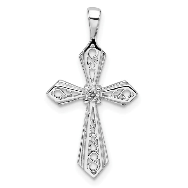14k White Gold Cross Pendant Mounting, 28 x 14mm