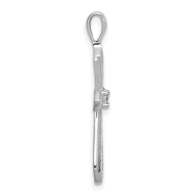 14K White Gold AA Diamond Passion Cross Pendant, 28 x 14mm