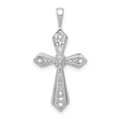 14K white gold diamond cross pendant