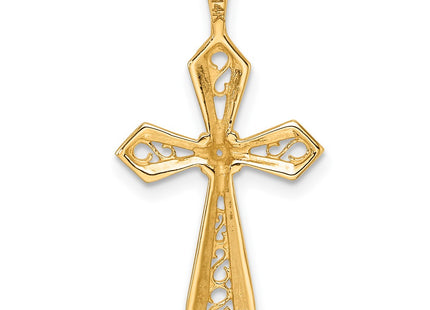 14K gold cross pendant, another view