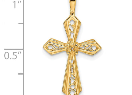 14K gold cross pendant, further view