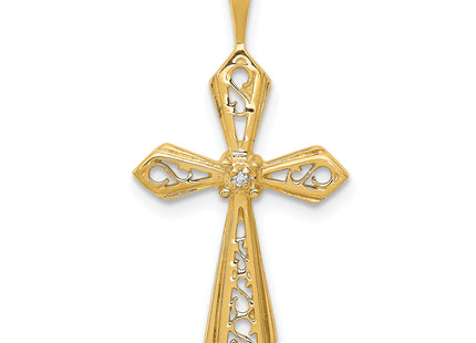14k AA Diamond Passion Cross Pendant