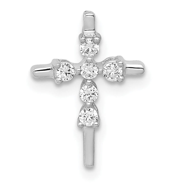 14K white gold diamond cross chain