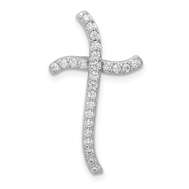 14K white gold diamond cross chain