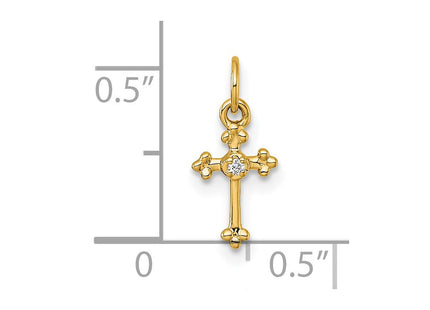 14k Small Diamond Budded Cross Pendant (Style PM5030-001-YA)