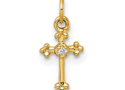 14k Small Diamond Budded Cross Pendant (Style PM5030-001-YA)