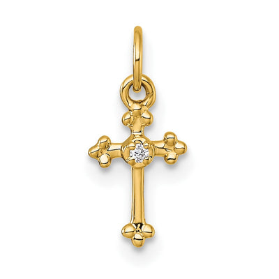 14K gold diamond cross pendant