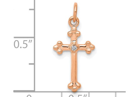 14K gold diamond cross pendant, another view