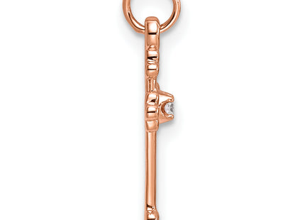 14k Rose Gold Small Diamond Budded Cross Pendant