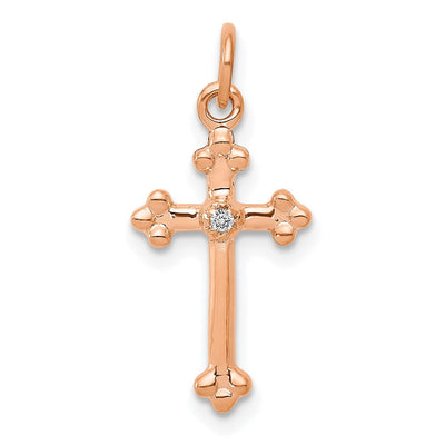 14K gold diamond cross pendant